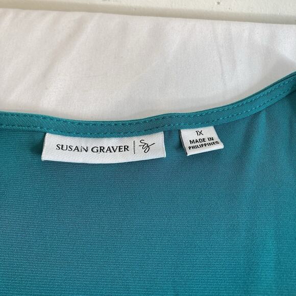 Susan Graver Women’s Liquid Knit Turquoise Dress Size 1X Stretchy Lagenlook - Picture 3 of 12